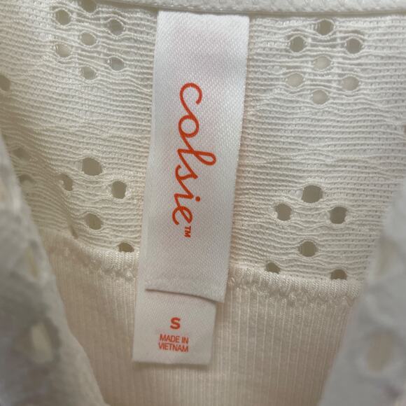 Colsie Womens White Eyelet Detail Soft Stretch Bodysuit Size S - Picture 4 of 6